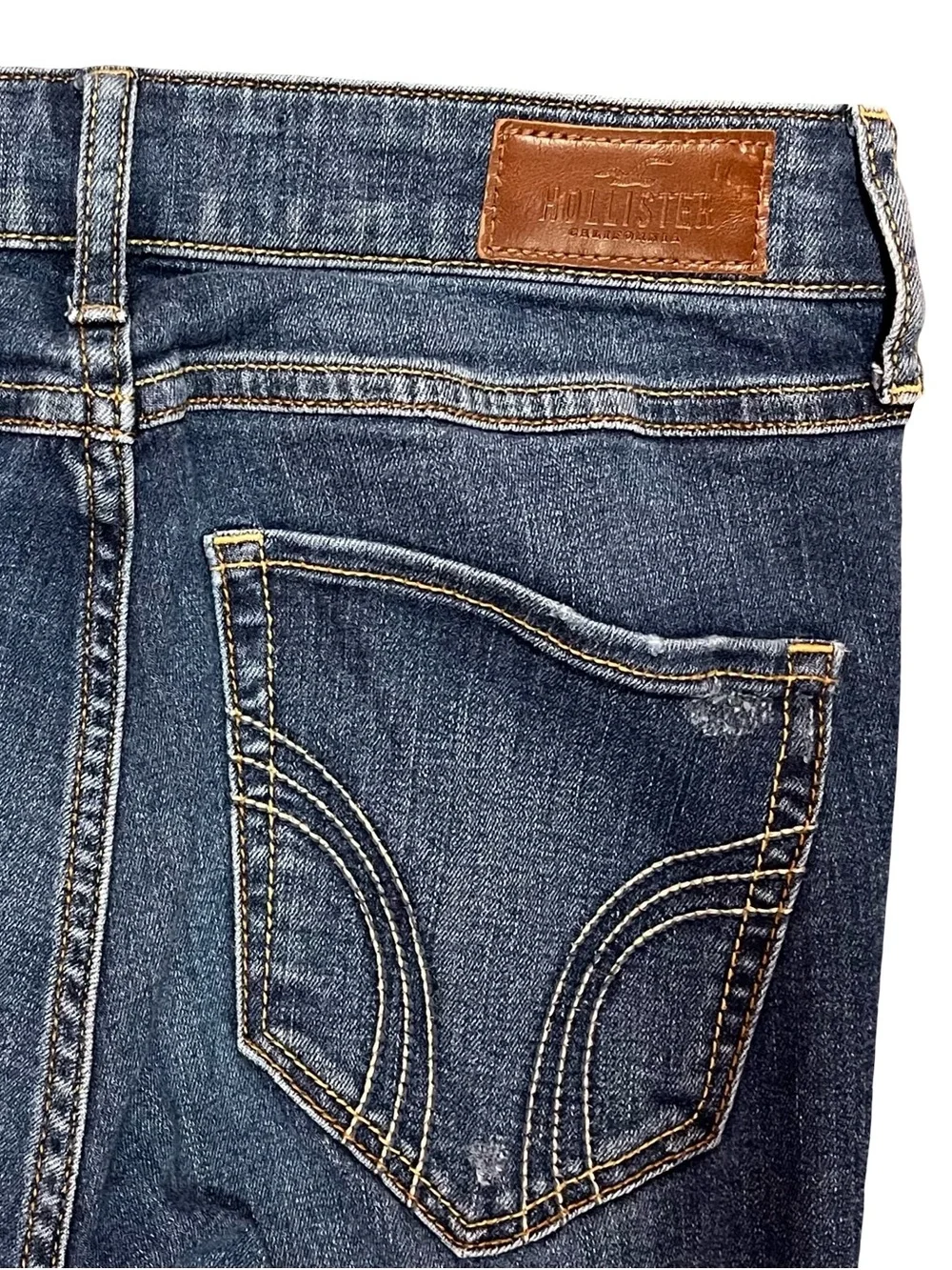 Hollister Women's High Rise Super Skinny Jeans Size W26 L30 Dark Wash Distressed